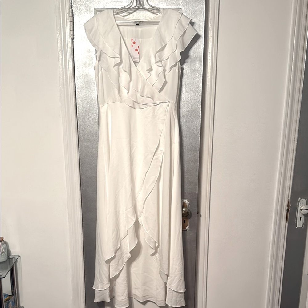 NWT White Ruffle Maxi Dress